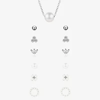 Sparkle Allure A Week Of Sparkle Womens White Glass Simulated Pearl Pure Silver Over Brass Round 7-pc. Jewelry Set