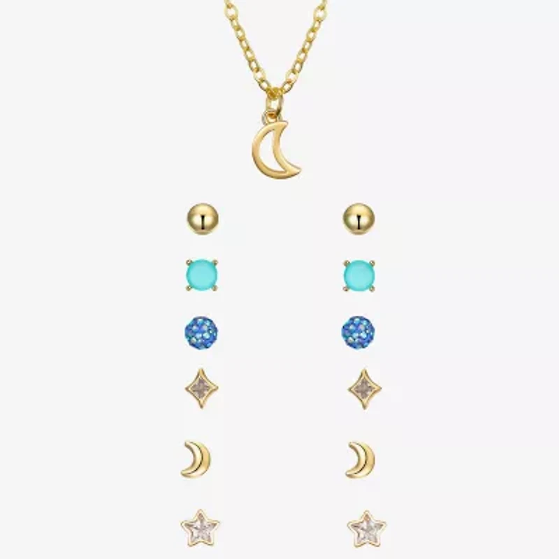 Sparkle Allure A Week Of Sparkle Womens Cubic Zirconia 14K Gold Over Brass Moon Star 7-pc. Jewelry Set