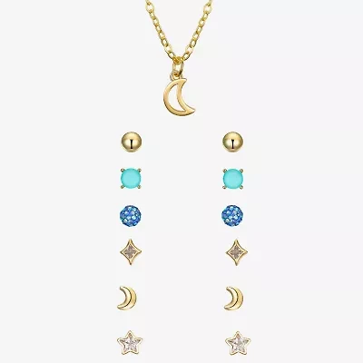 Sparkle Allure A Week Of Sparkle Womens Cubic Zirconia 14K Gold Over Brass Moon Star 7-pc. Jewelry Set