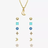Sparkle Allure A Week Of Sparkle Womens Cubic Zirconia 14K Gold Over Brass Moon Star 7-pc. Jewelry Set