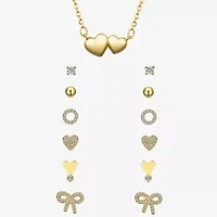 Sparkle Allure A Week Of Sparkle Womens Cubic Zirconia 14K Gold Over Brass Bow Heart 7-pc. Jewelry Set
