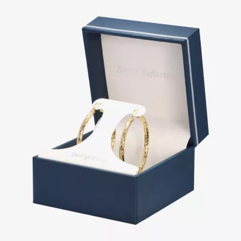 Silver Reflections Womens 24K Gold Over Brass 40mm Round Hoop Earrings