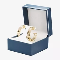 Silver Reflections Hammered Womens 24K Gold Over Brass 36.8mm Hoop Earrings