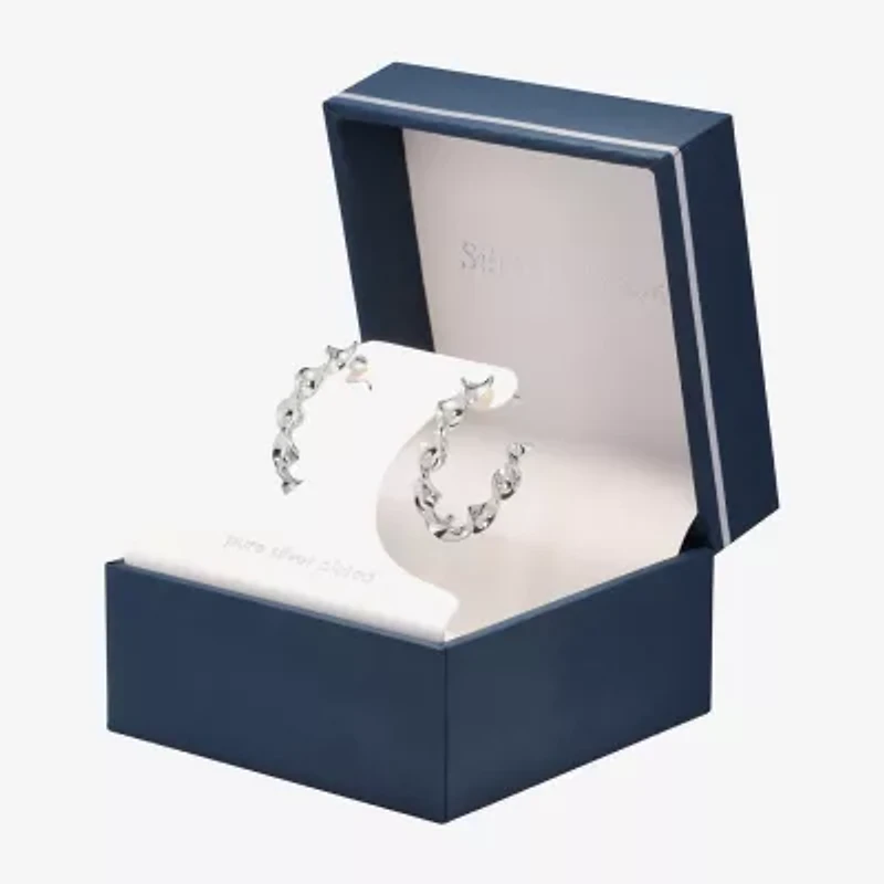 Silver Reflections Twisted Womens 29.4mm Hoop Earrings