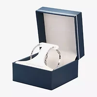 Silver Reflections Diamond Cut Womens 40mm Hoop Earrings