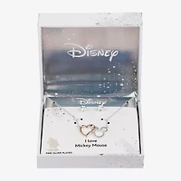 Disney Classics Womens Cubic Zirconia 14k Rose Gold Over Brass Pure Silver Over Brass Heart Mickey Mouse 2-pc. Jewelry Set