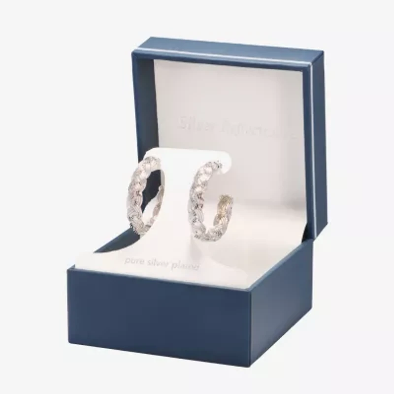 Silver Reflections Womens 30mm Hoop Earrings