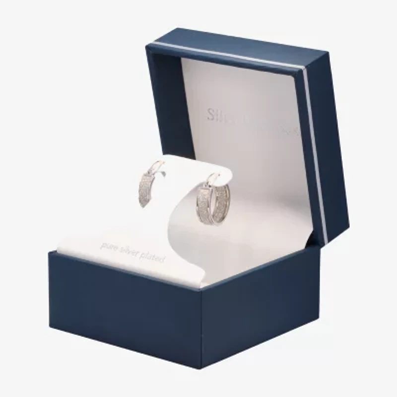 Silver Reflections Womens 20mm Hoop Earrings