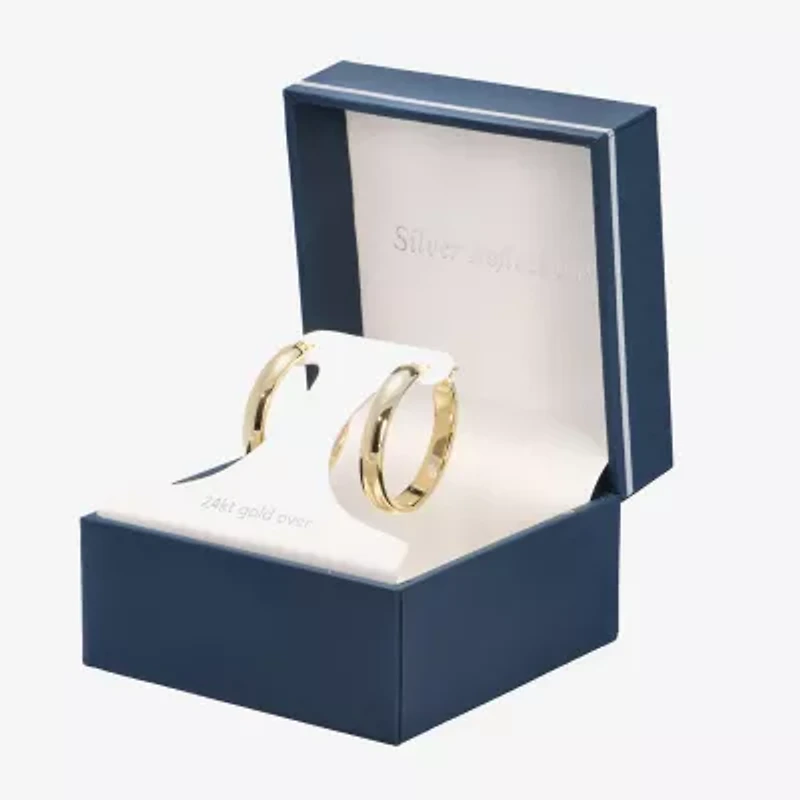 Silver Reflections Womens 24K Gold Over Brass 30mm Hoop Earrings