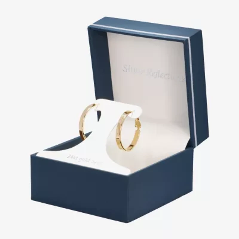 Silver Reflections Womens 24K Gold Over Brass 26mm Hoop Earrings