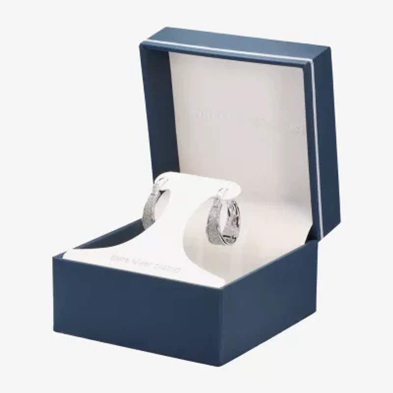 Silver Reflections Pure Silver Over Brass Hoop Earrings