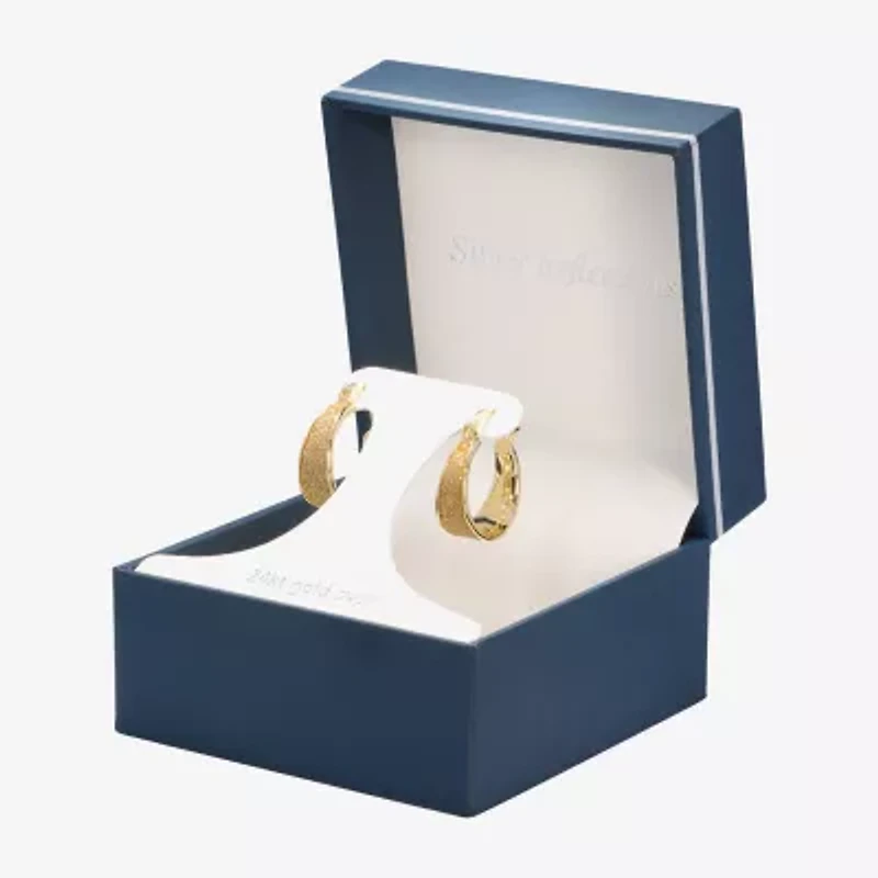 Silver Reflections 24K Gold Over Brass Hoop Earrings