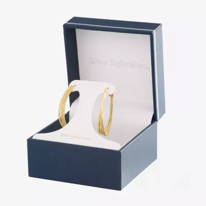 Silver Reflections 24K Gold Over Brass Hoop Earrings