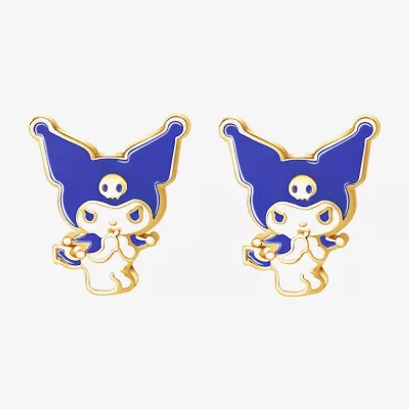 Womens 18K Gold Over Brass Hello Kitty Kuromi My Melody 2 Pair Earring Set