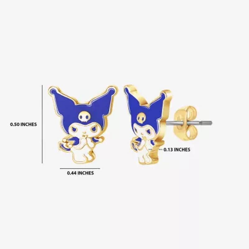 Womens 18K Gold Over Brass Hello Kitty Kuromi My Melody 2 Pair Earring Set