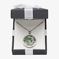 Dragon Womens Genuine Green Jade Sterling Silver 18 Inch Pendant Necklace