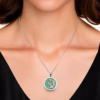 Dragon Womens Genuine Green Jade Sterling Silver 18 Inch Pendant Necklace