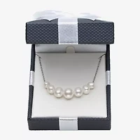 Womens White Cultured Freshwater Pearl Sterling Silver Inch Pendant Necklace