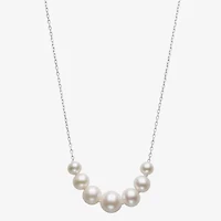 Womens White Cultured Freshwater Pearl Sterling Silver Inch Pendant Necklace