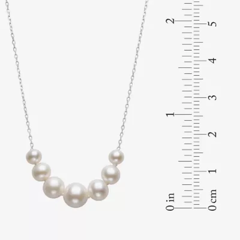 Womens White Cultured Freshwater Pearl Sterling Silver Inch Pendant Necklace