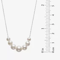 Womens White Cultured Freshwater Pearl Sterling Silver Inch Pendant Necklace