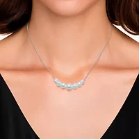 Womens White Cultured Freshwater Pearl Sterling Silver Inch Pendant Necklace