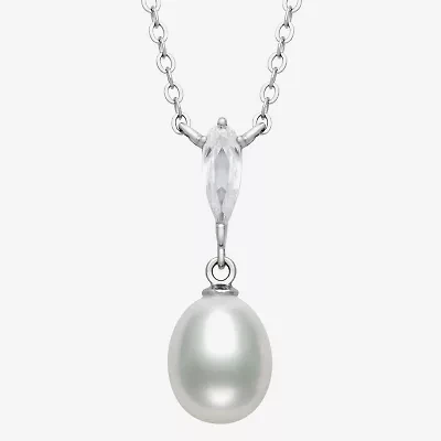 Womens White Cultured Freshwater Pearl Sterling Silver 16 Inch Pendant Necklace