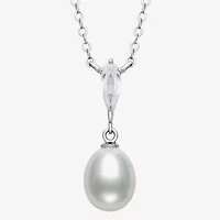 Womens White Cultured Freshwater Pearl Sterling Silver 16 Inch Pendant Necklace