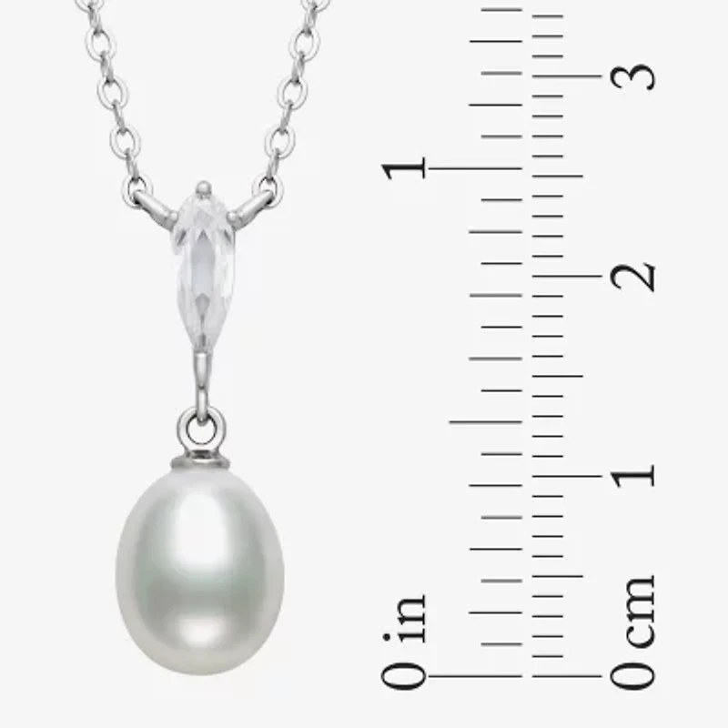 Womens White Cultured Freshwater Pearl Sterling Silver 16 Inch Pendant Necklace