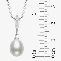 Womens White Cultured Freshwater Pearl Sterling Silver 16 Inch Pendant Necklace