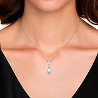 Womens White Cultured Freshwater Pearl Sterling Silver 16 Inch Pendant Necklace