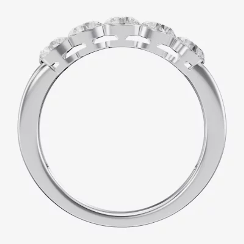 Floating Diamonds (F / Vs2) Womens 3.5MM 1 CT. T.W. Lab Grown White Diamond 14K Gold 5-Stone Anniversary Band