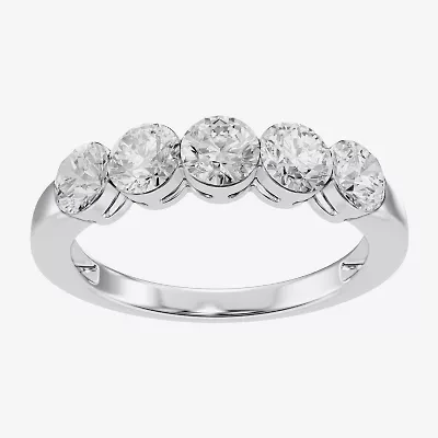 Floating Diamonds (F / Vs2) Womens 3.5MM 1 CT. T.W. Lab Grown White Diamond 14K Gold 5-Stone Anniversary Band