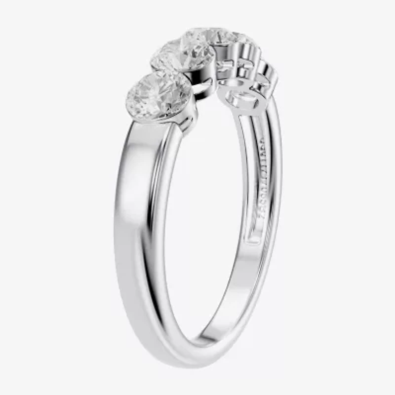 Floating Diamonds (F / Vs2) Womens 3.5MM 1 CT. T.W. Lab Grown White Diamond 14K Gold 5-Stone Anniversary Band
