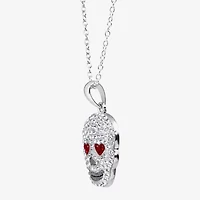 Limited Quantities! Womens Multi Color Crystal Sterling Silver Skull 18 Inch Pendant Necklace