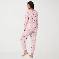 Cuddl Duds Womens Round Neck Long Sleeve 2-pc. Pajama Sets