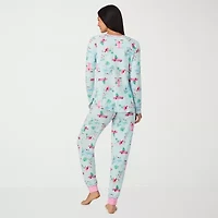 Cuddl Duds Womens Round Neck Long Sleeve 2-pc. Pajama Sets