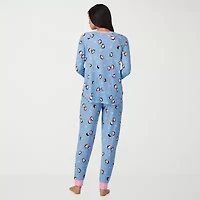 Cuddl Duds Womens Round Neck Long Sleeve 2-pc. Pajama Sets