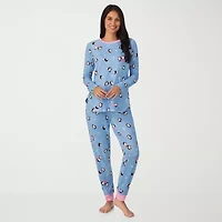 Cuddl Duds Womens Round Neck Long Sleeve 2-pc. Pajama Sets