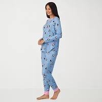 Cuddl Duds Womens Round Neck Long Sleeve 2-pc. Pajama Sets