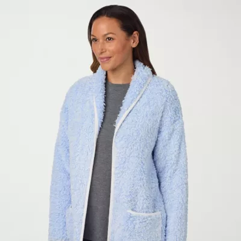 Cuddl Duds Womens Sherpa Long Sleeve Mid Length Robe