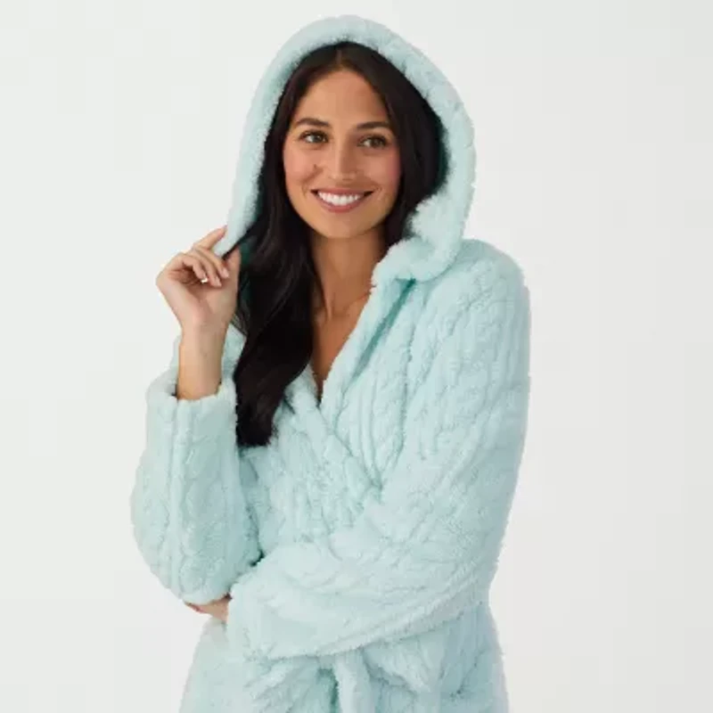 Cuddl Duds Womens Sherpa Long Sleeve Mid Length Robe