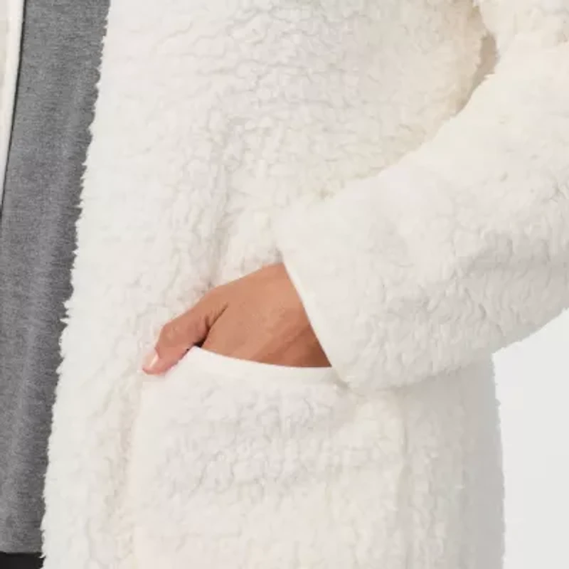 Cuddl Duds Womens Sherpa Long Sleeve Mid Length Robe
