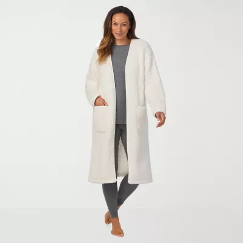 Cuddl Duds Womens Sherpa Long Sleeve Mid Length Robe