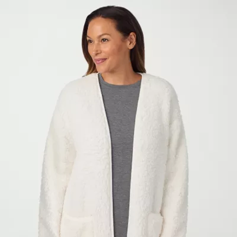 Cuddl Duds Womens Sherpa Long Sleeve Mid Length Robe