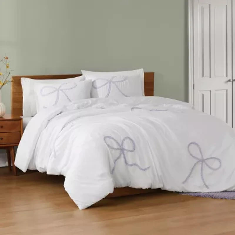 Truly Soft Textured Bow Comforter Set