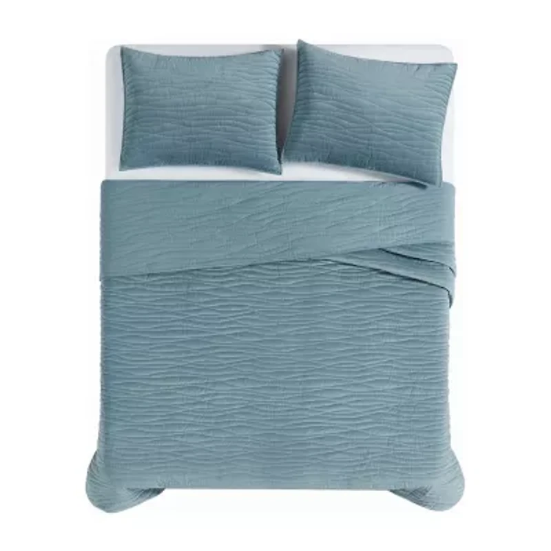 Royal Velvet Wavy Matte Cotton Quilt Set