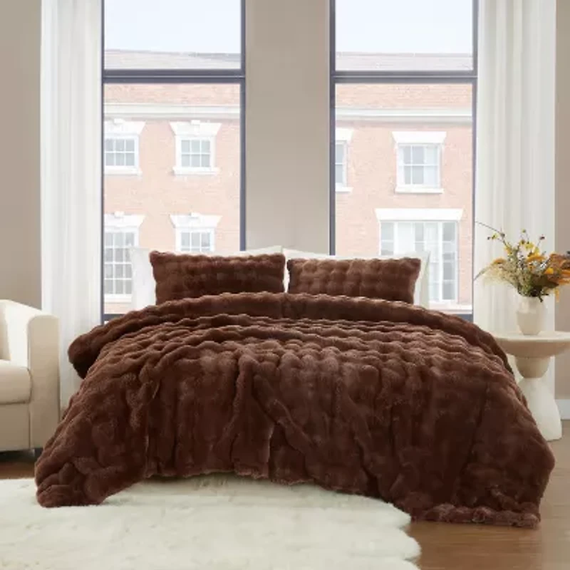 Brooklyn Loom Bubble Faux Fur Comforter Set