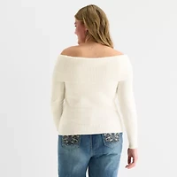 Forever 21 Juniors Plus Womens Straight Neck Long Sleeve Pullover Sweater