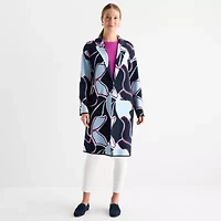 Liz Claiborne Womens Notch Neck Long Sleeve Layered Sweater